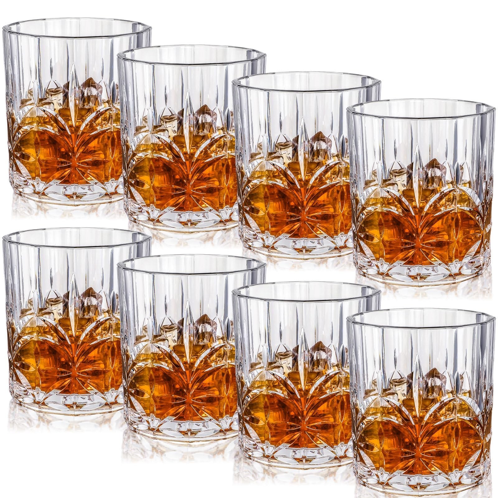 8 Sets Plastic Whiskey Glasses 14 oz Unbreakable Whiskey Drinking Glasses Old…