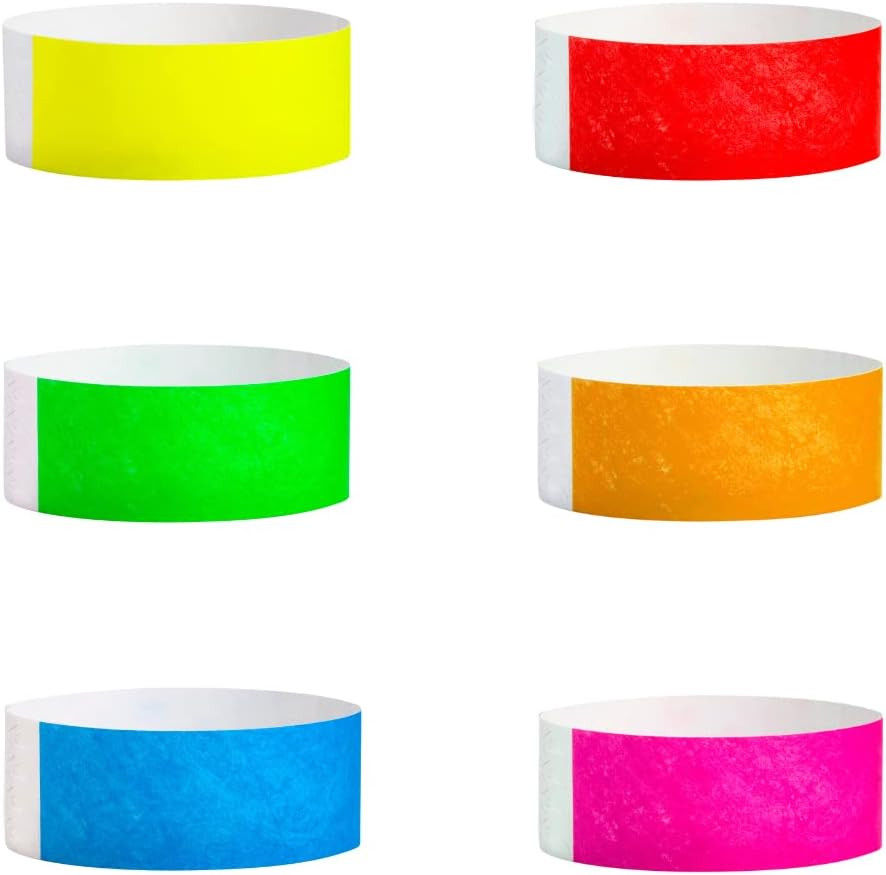 600 Tyvek Wristbands for Events, 6-Color Variety Pack – Tamper-Proof