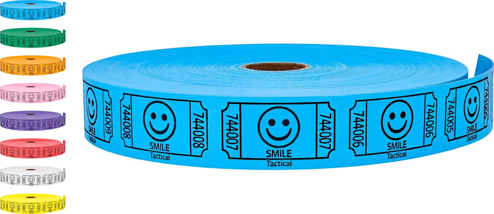 Tacticai 2000 Raffle Tickets, Smile, Blue, Single Roll | 8 Color Options, Premiu