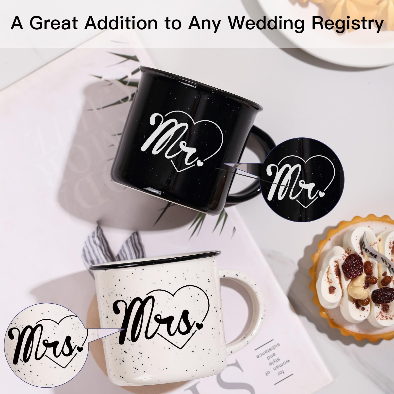JOVGANK Wedding Gifts for Couples 2026, Mr and Mrs 10 ounces, Black/White