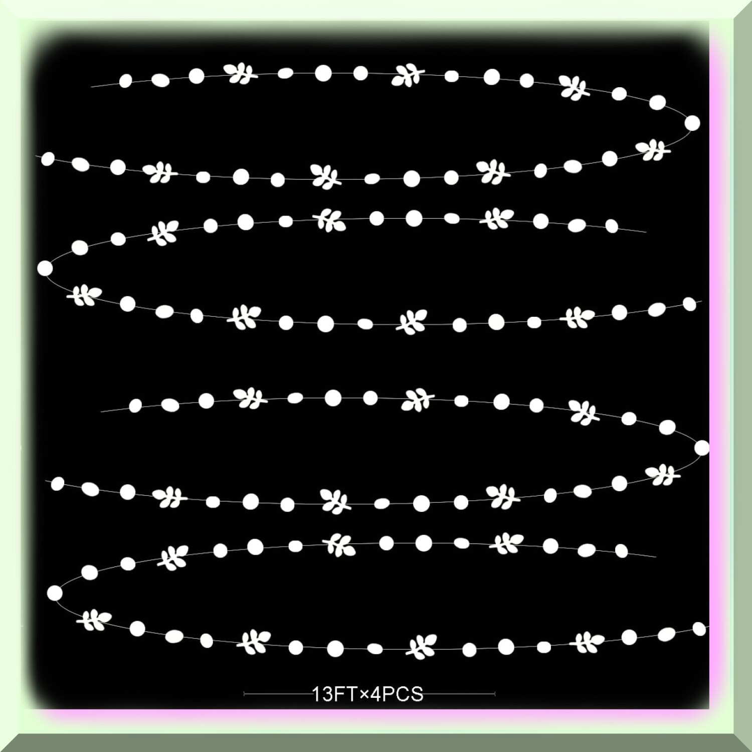 Spring Leaf Polka Dot Garland 52Ft White Party Decoration