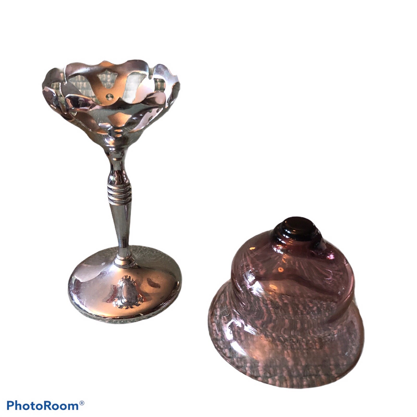 Pierced Stainless Steel Stem Detachable Violet Glass Bell Insert Wine Sorbet