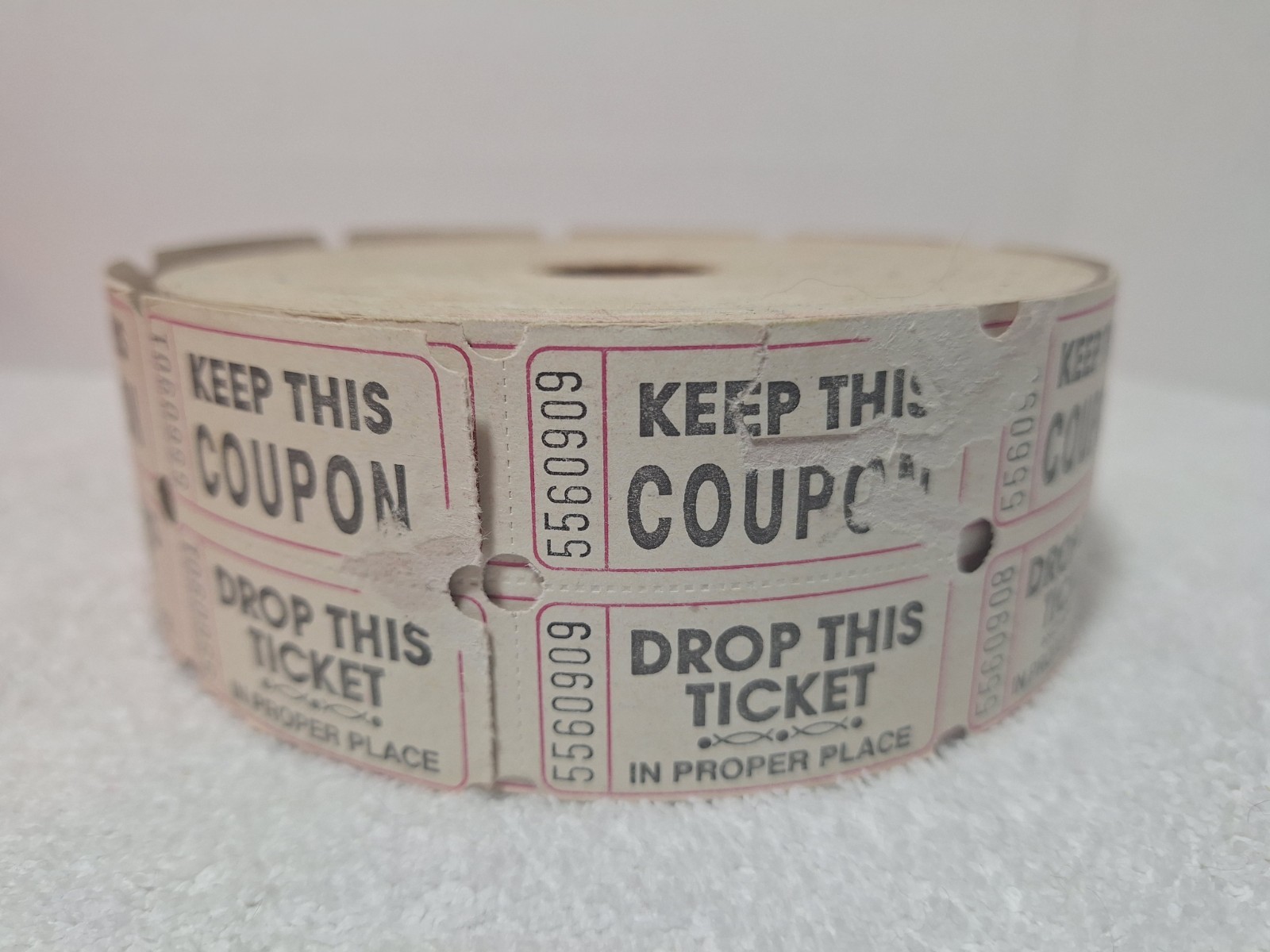 Raffle Tickets Double Stub Roll Of 2000 Light Gray New