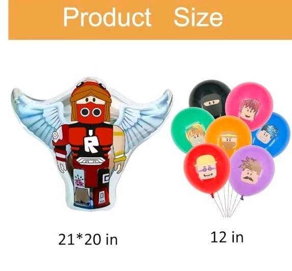 39Pcs Roblox Balloons 12” (32) Latex Birthday Party Decoration Supplies 7 Mylar