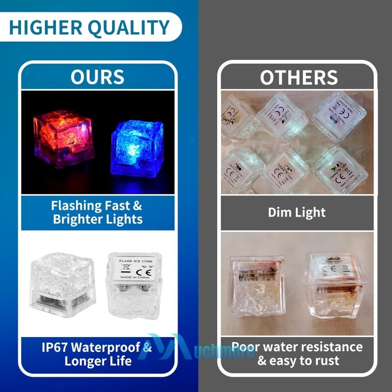 LOT Multicolor Glow Ice Cubes LED Light up for Cocktails Beverages Wedding Party