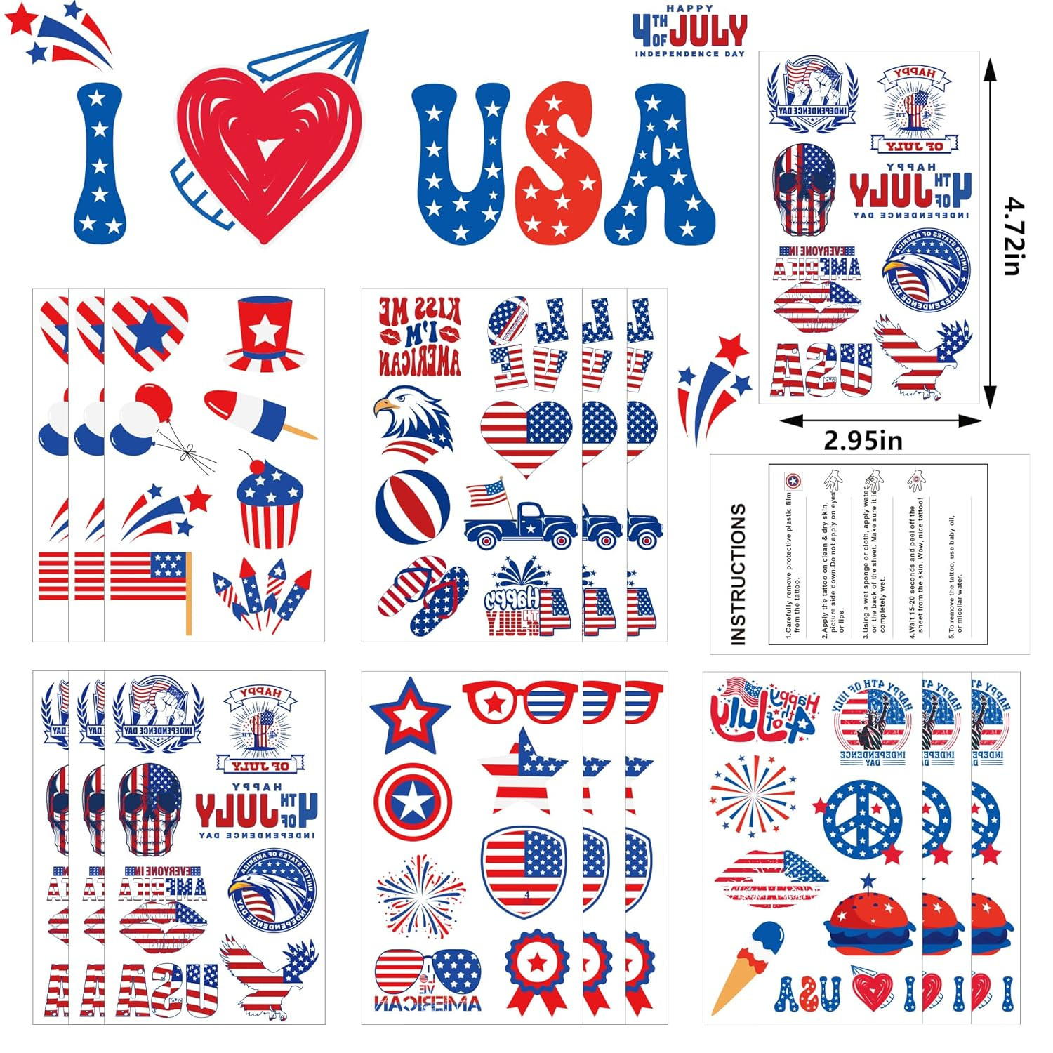 4Th of July Outfits for Women – 120 Pack Red White and Blue USA Flag Patriotic T