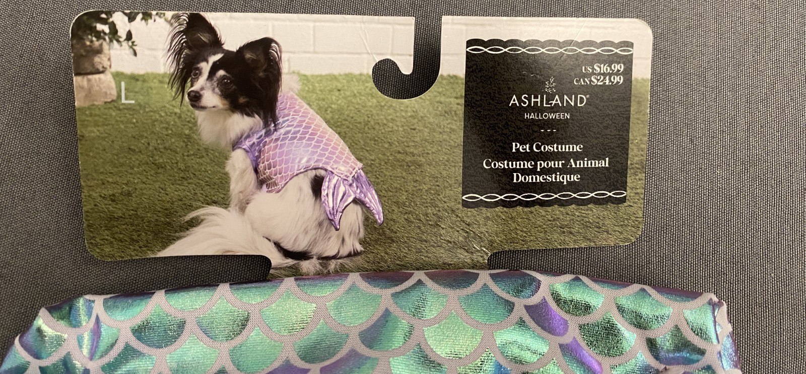 ASHLAND MERMAID PET COSTUME DOG FISH HALLOWEEN LARGE 17.5-19IN NEW PURPLE GREEN