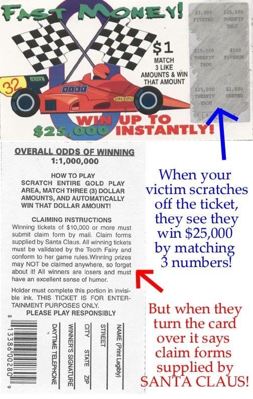 4 PHONY FAKE ALL WINNING SCRATCH OFF LOTTO LOTTERY TICKETS – Fun Gag Joke Prank