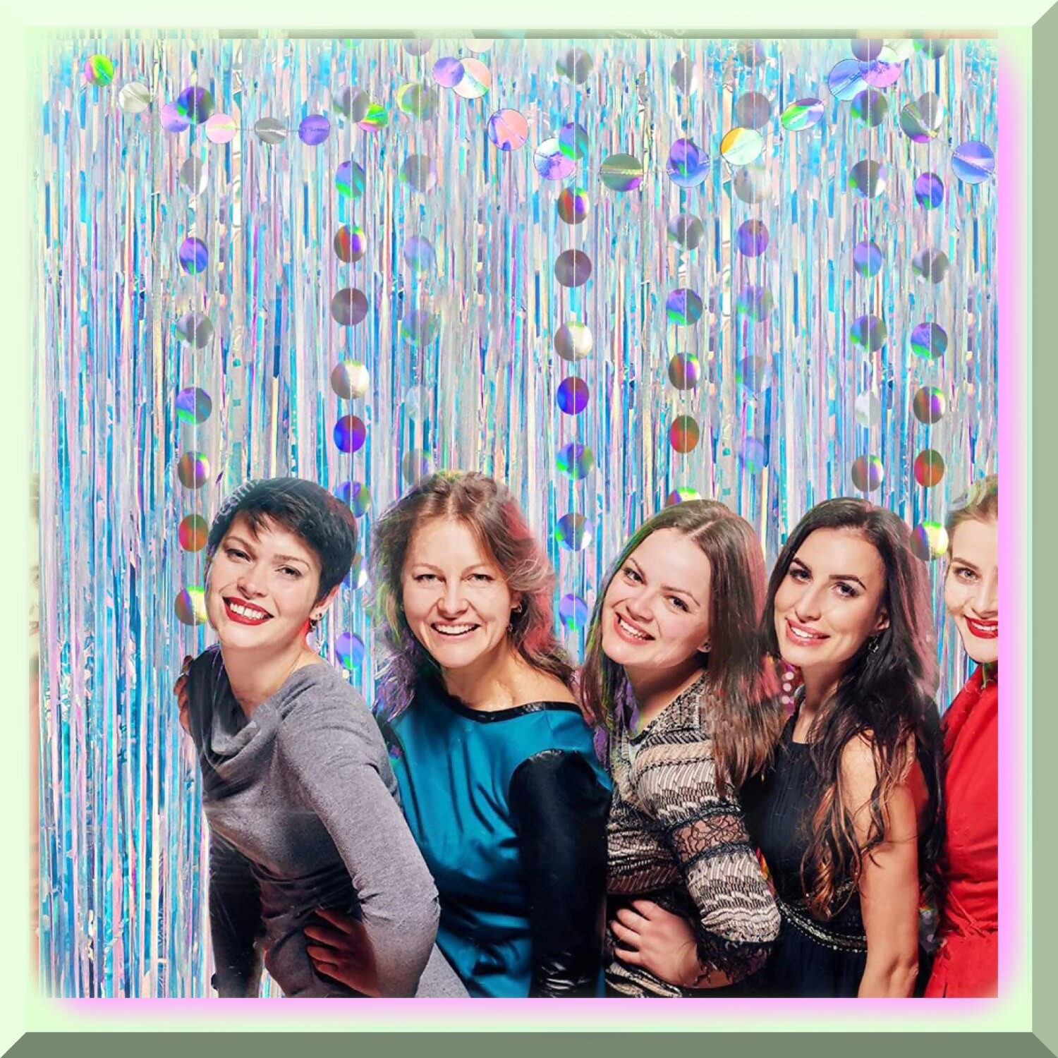 Iridescent Tinsel Fringe Party Decorations with Garlands