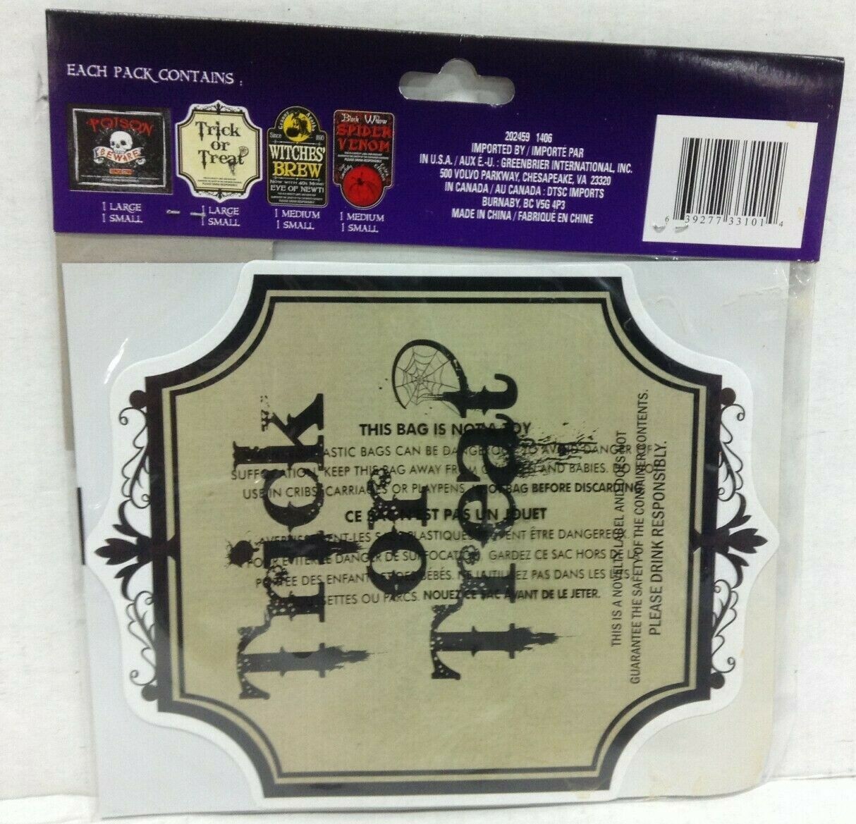 Halloween Bottle potion Stickers Poison Spider Witch Brew TrickTreat Centerpiece