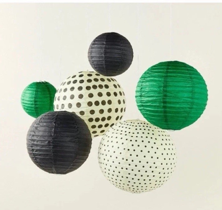Kate Spade x Target Polka Dot Novelty Paper Lantern Set 6pc, Black/Cream/Green