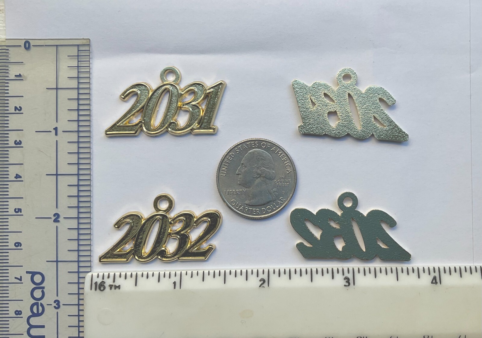 YOUR CHOICE– 2031 or 2032 YEAR NUMBER CHARM, GOLD