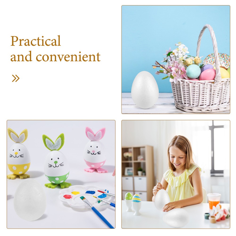 3Pcs Durable Foam Craft Eggs White for Easter Halloween Christmas Decor DIY