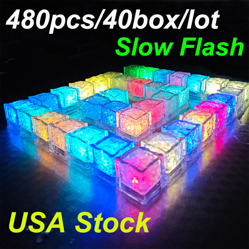 Slow Flashing Light Up Led Ice Cubes Color Changing Ice Cubes Glowing Blinking