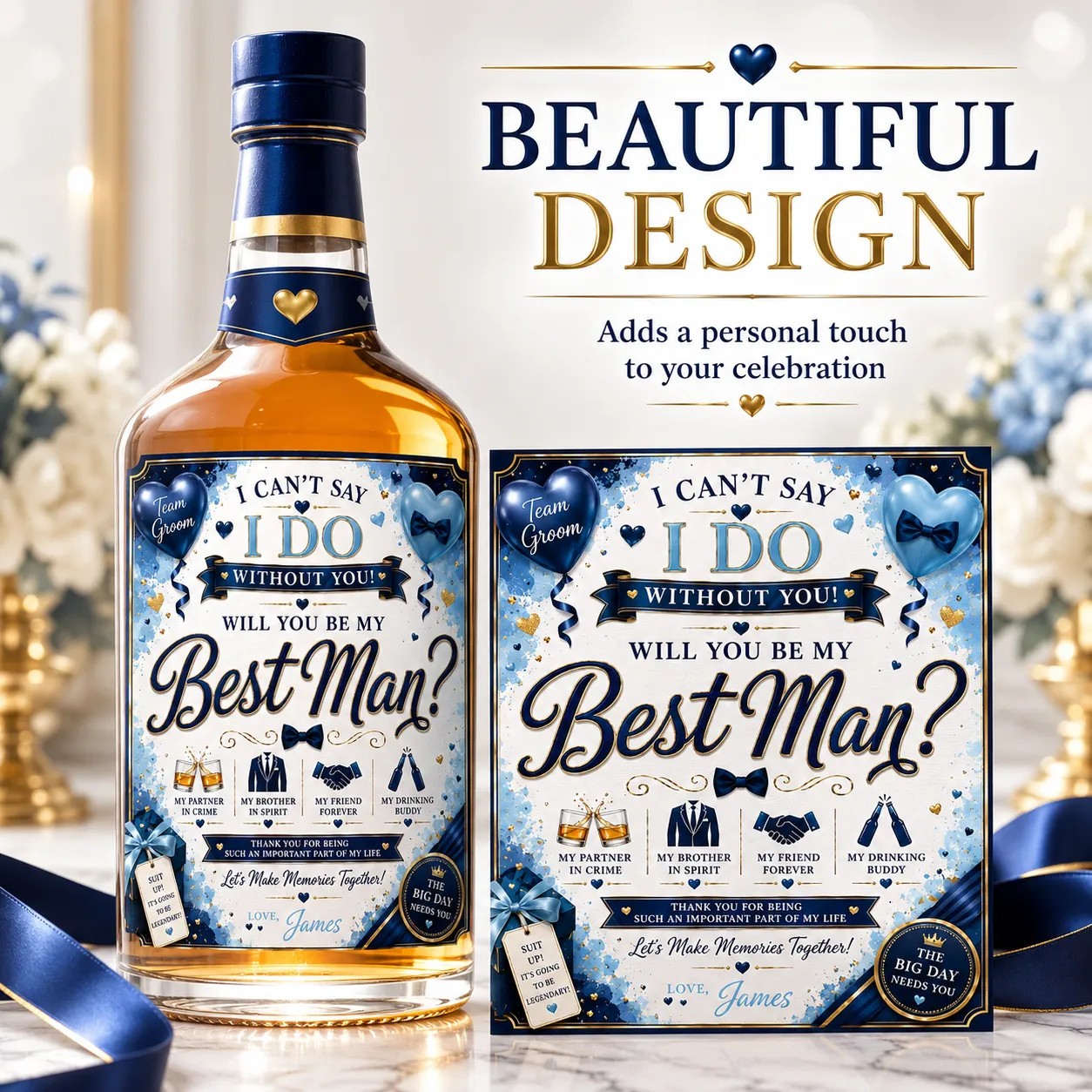 Personalised Best Man Proposal Bottle Label Sticker Wedding Gift