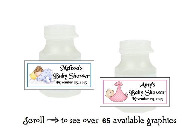 30 Personalized Baby Shower Mini Bubbles Labels Wrappers Favors