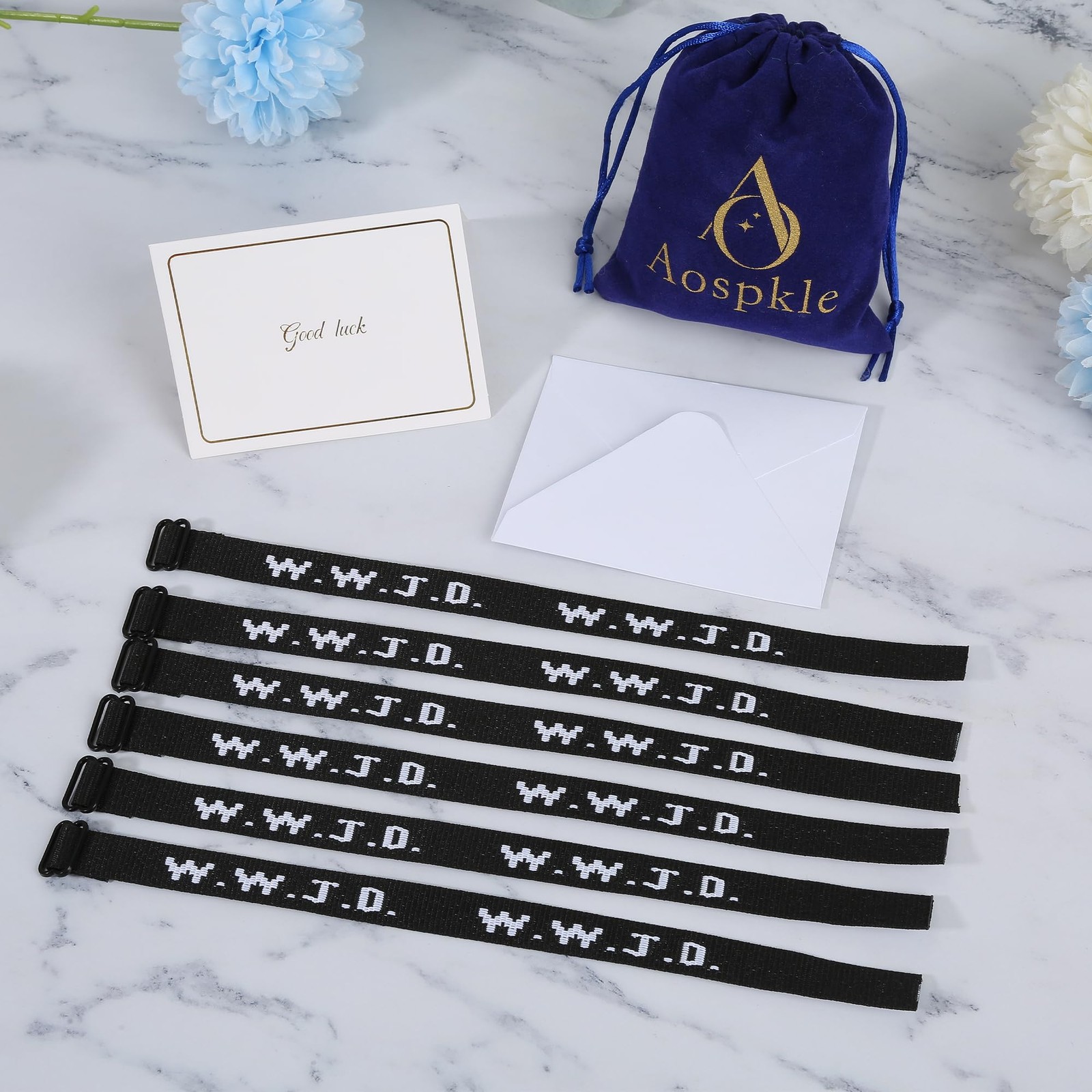 Aospkle 6PCS WWJD Bracelet for Women Men, Christian Gifts One Size, Black