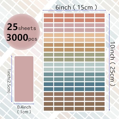 3000 Pieces Colored Label Sticker in 10 Colors,1 x 1 X 2/5 Inch Morandi Color