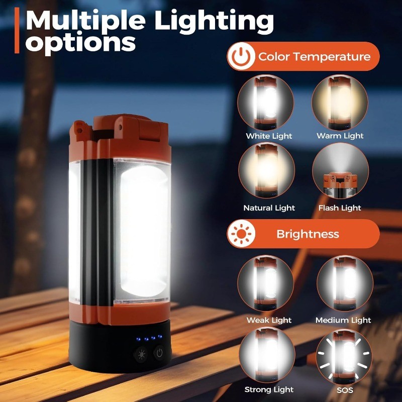 Rechargeable 12000mAh Camping Light with Adjustable Stand, Cordless Work Light w