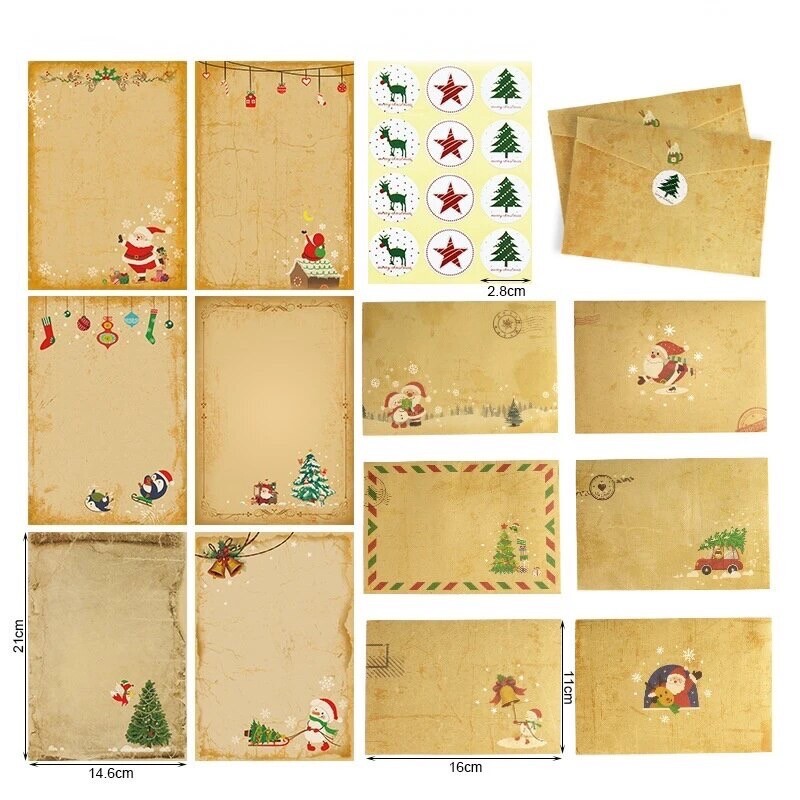 37pc Christmas Kids Craft Set Santa Letter Papers Envelopes Stickers Decorations