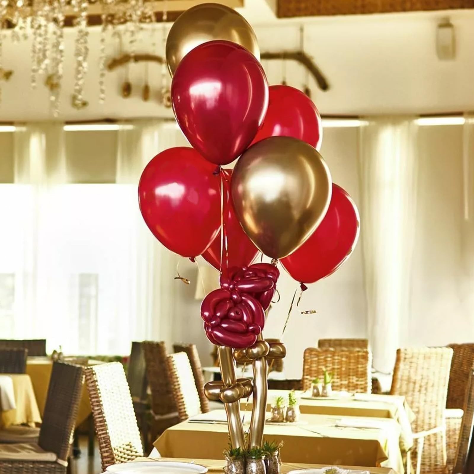 Red and Gold Balloon, 60 Pack 12 Inch Different Shades Red Party Balloons, Da…