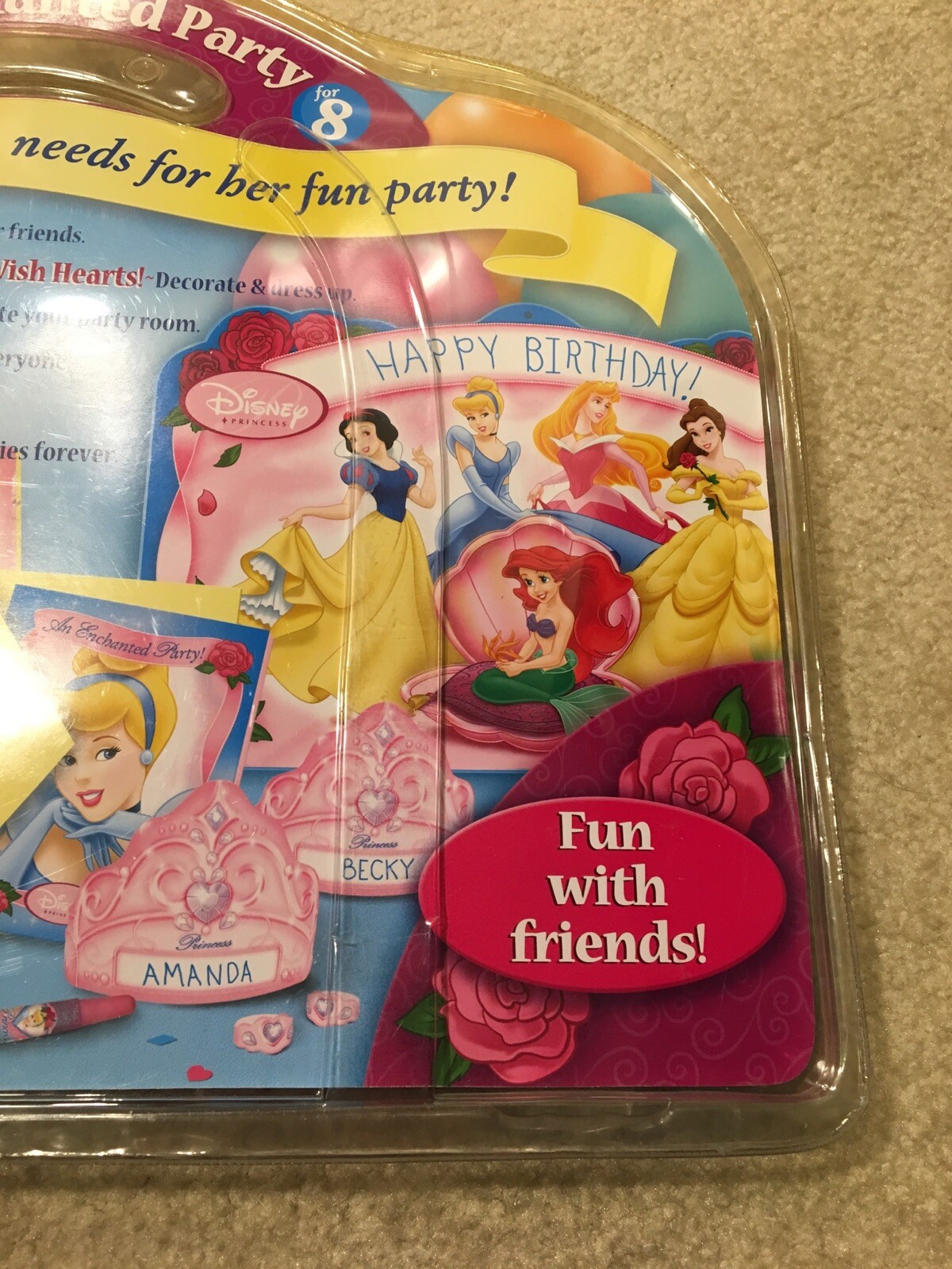 Disney Princess Enchanted Party Set 8 Invitations Lockets Poster Glitter Books