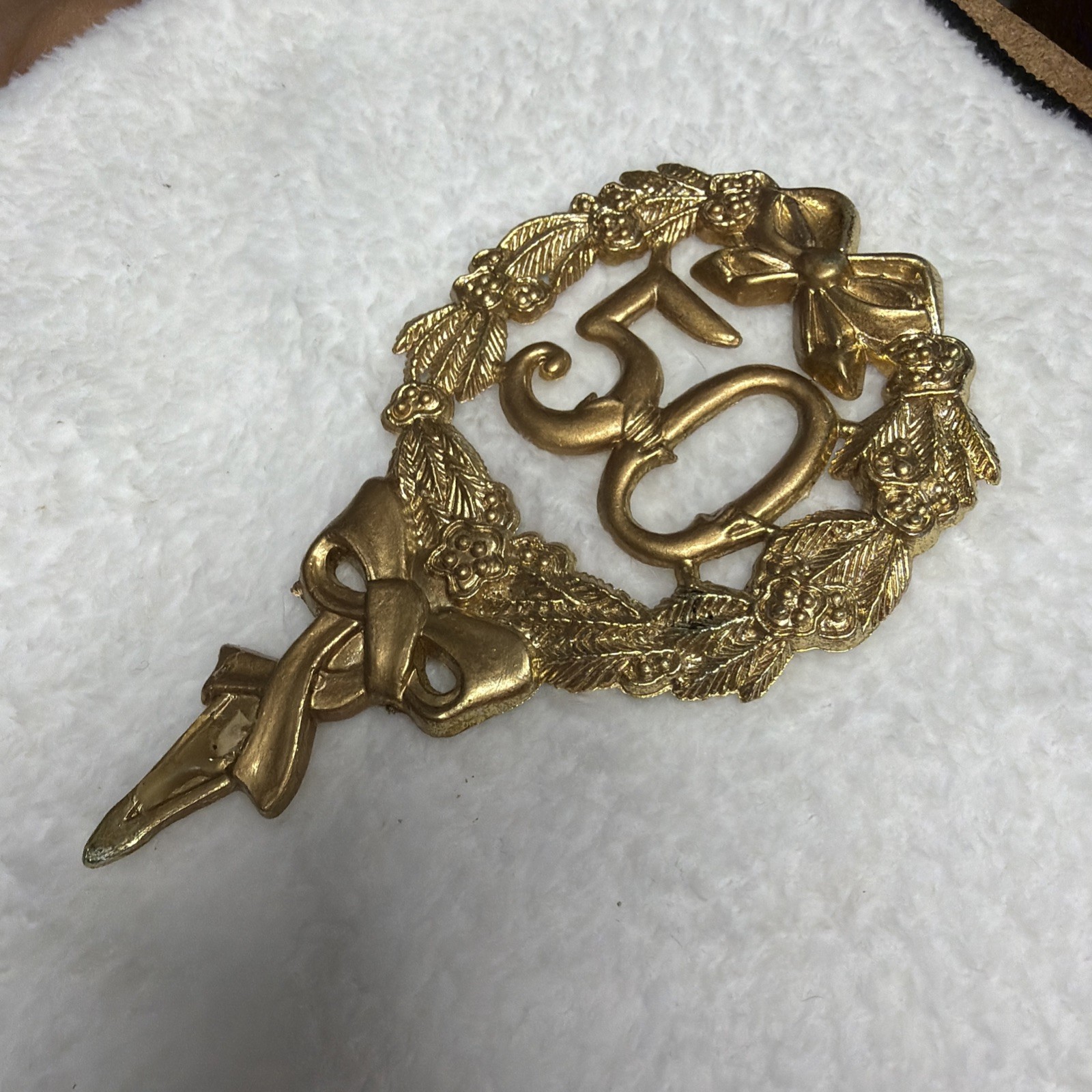 50th Anniversary shiny gold plastic cake cupcake decoration 2.5″ x 8″ pick (1)