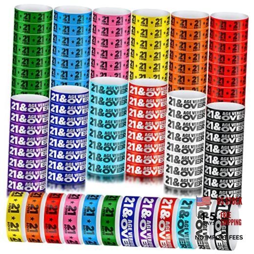 1200 Pcs Over 21 Paper Wristbands Events Wristbands Colored Waterproof Paper