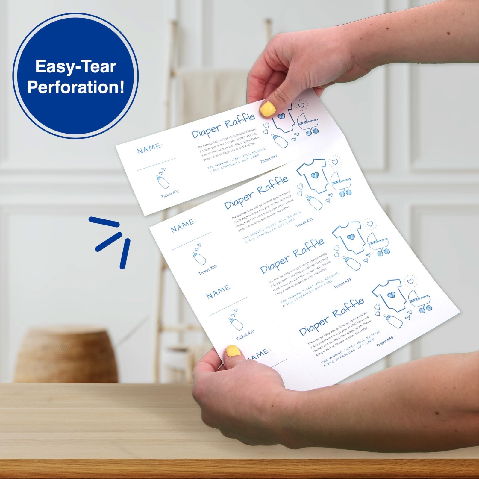 Custom Printable Raffle Tickets with Tear-Away Stubs – 1000 Event Fundraiser Tic