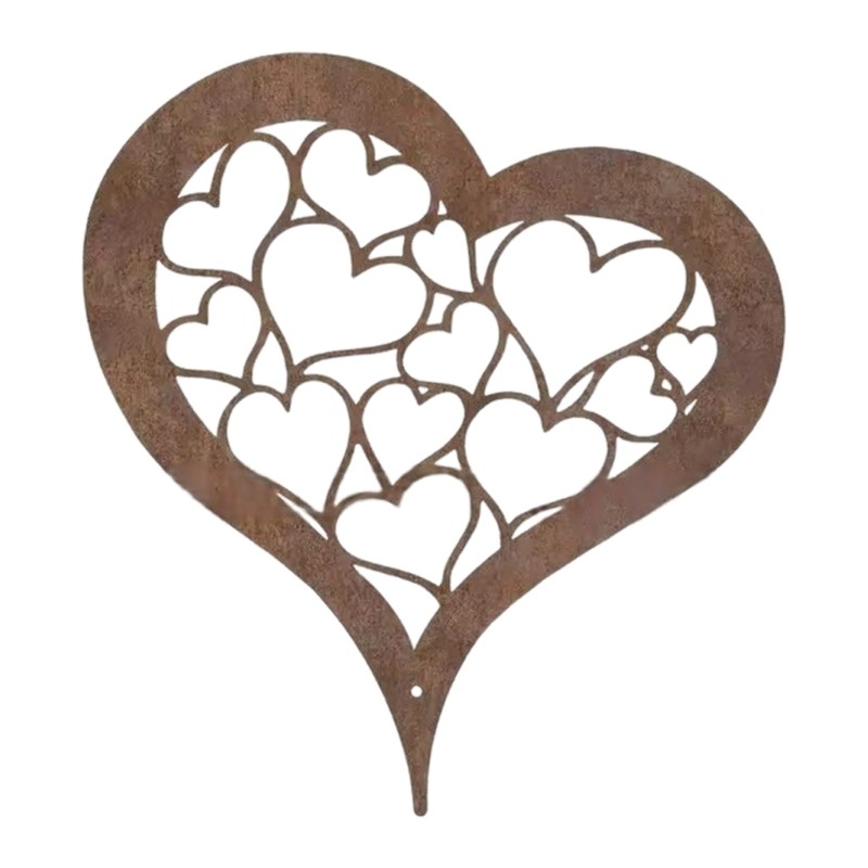 Rusty Stake Heart Plant for Indoor and Outdoor Figurines Heart Sculpture