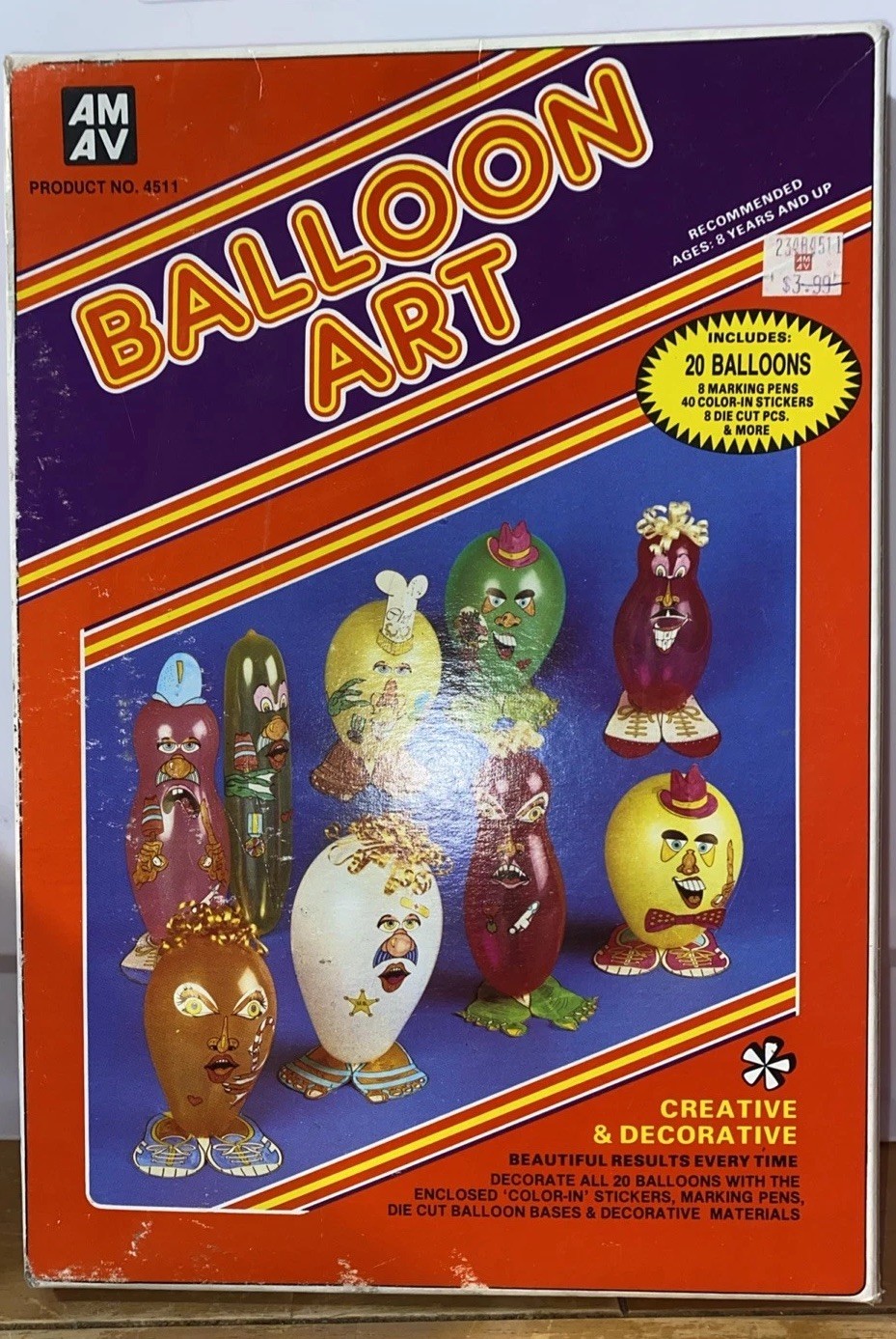 Balloon Art Creative Decorative Kit Birthday Party Vintage AMAV 1989 4511 Sealed