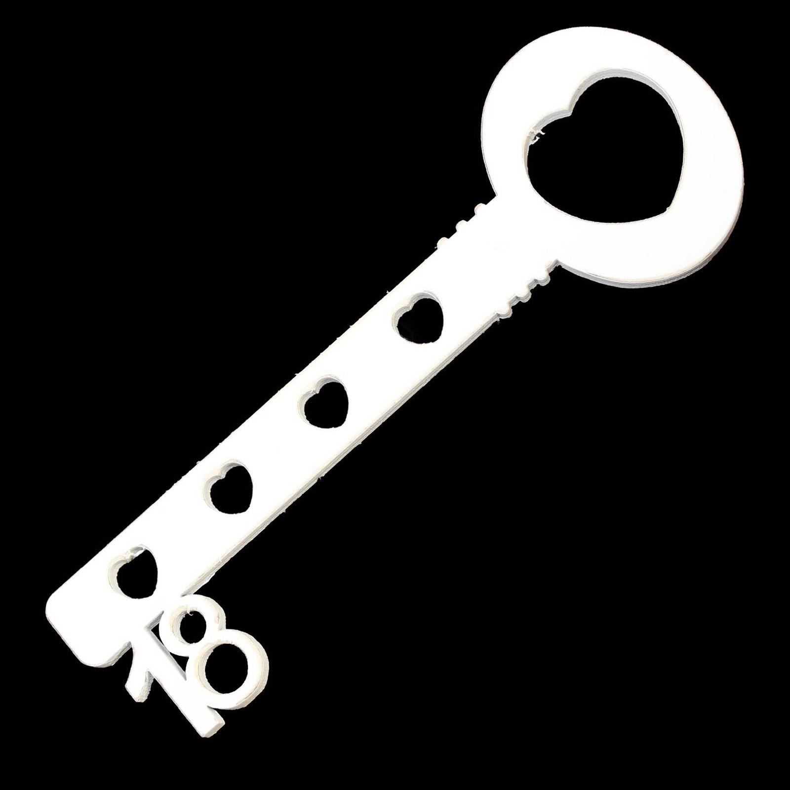 White Wooden Heart Cut Key Birthday Keepsake – 18th Birthday