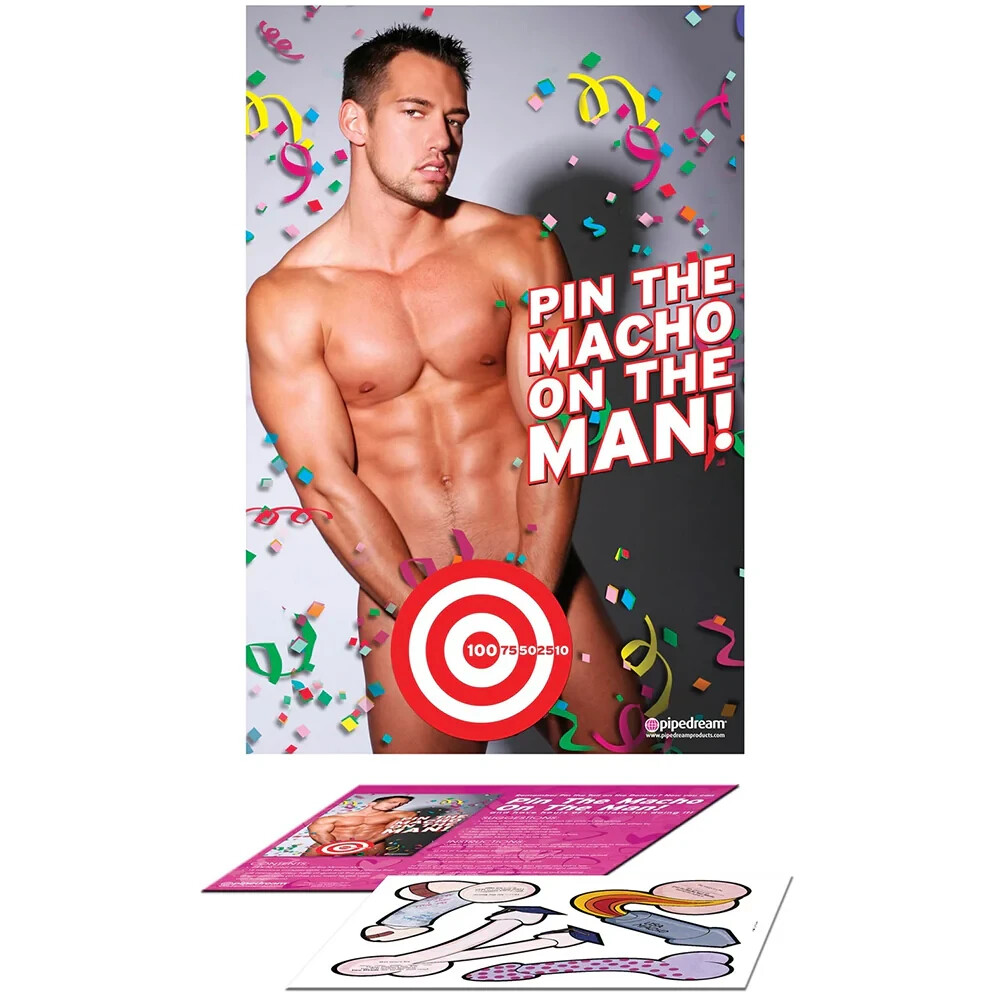 Bachelorette Party FAVOR PIN THE MACHO ON THE MAN – Bridal Shower Funny Gag Game