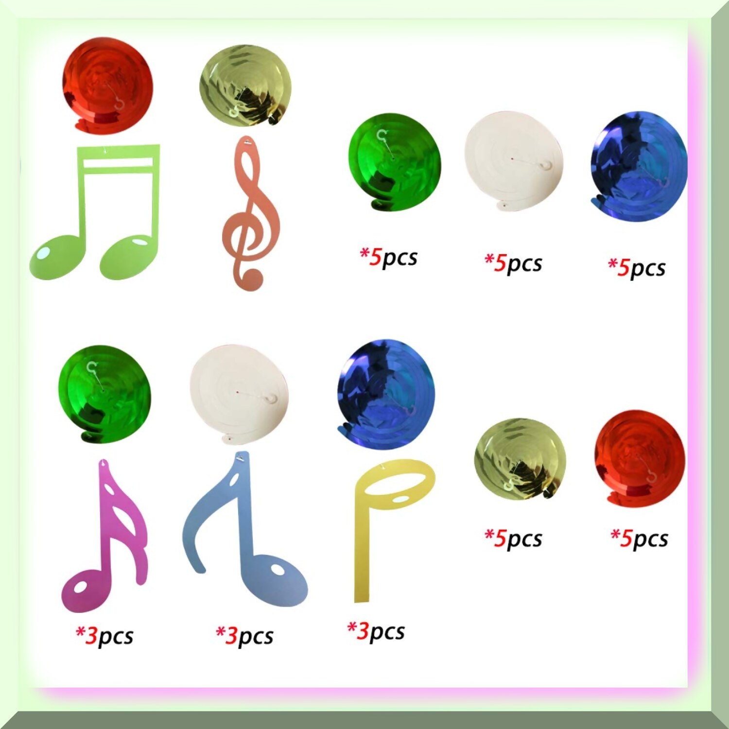 Colorful Music Note Swirl Decorations 30 Pieces