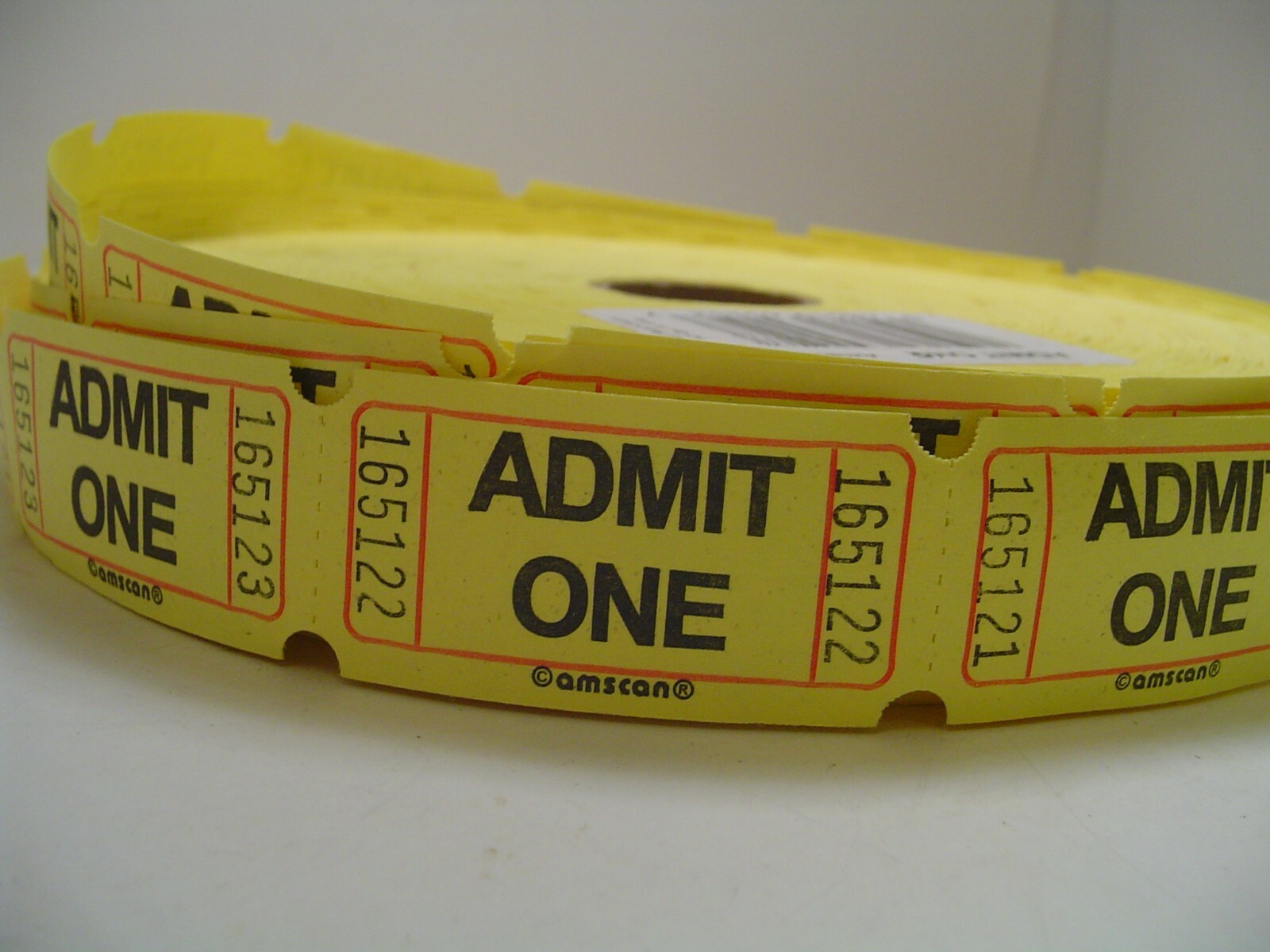 Admit One Roll of Tickets Event Raffle Carnival Festival in color YELLOW