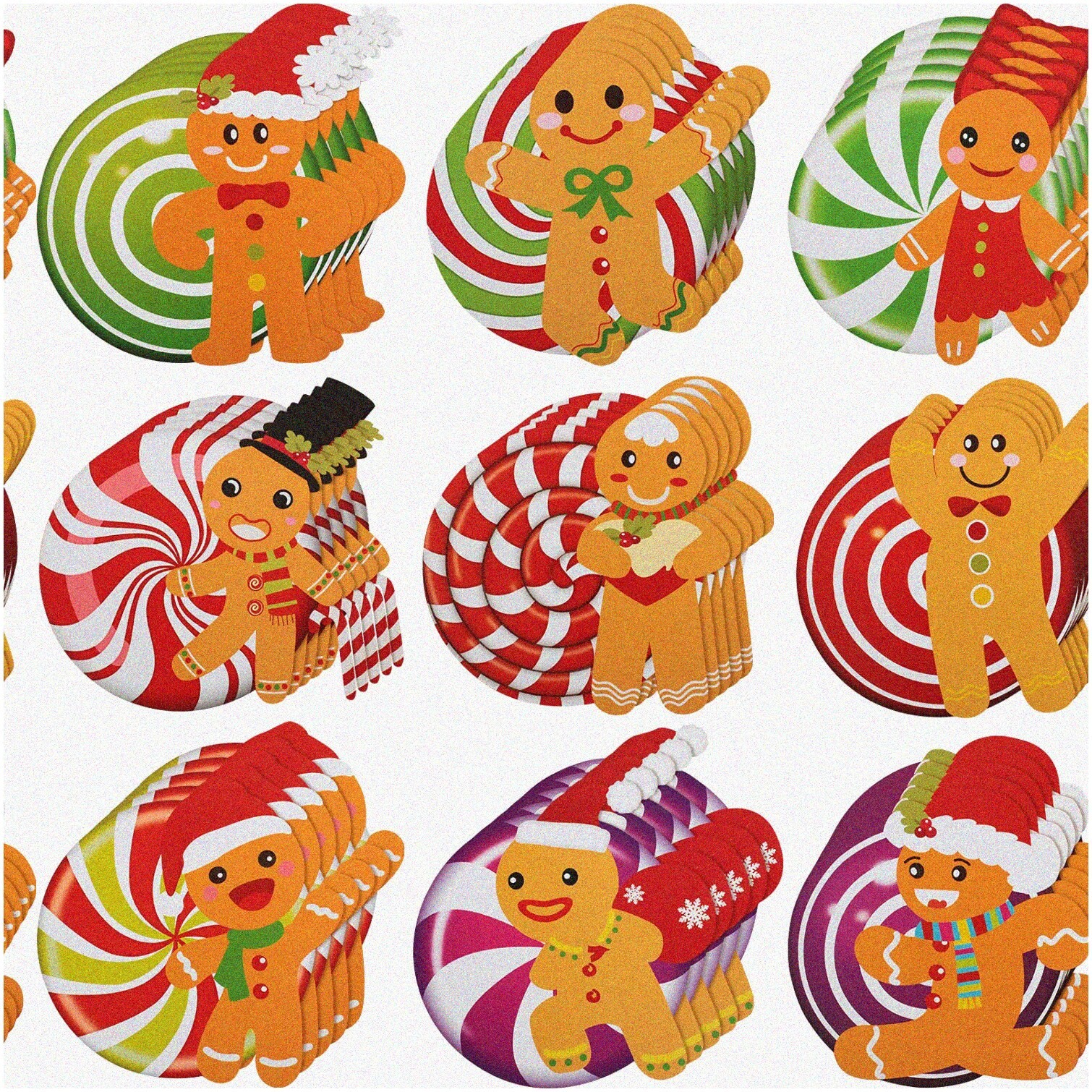 Gingerbread Man Holiday Paper Cutouts Set