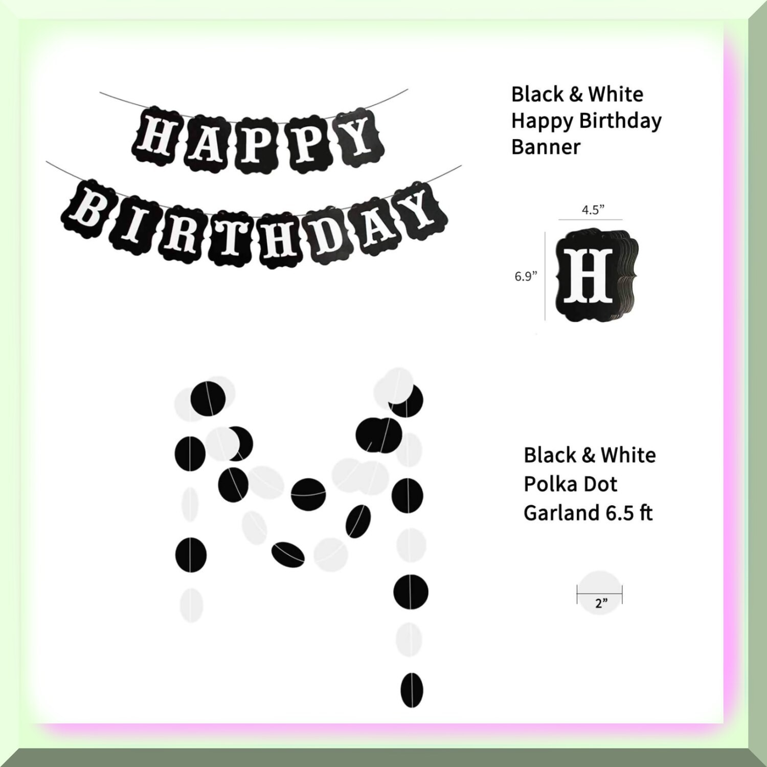 Black and White Birthday Party Decoration Kit