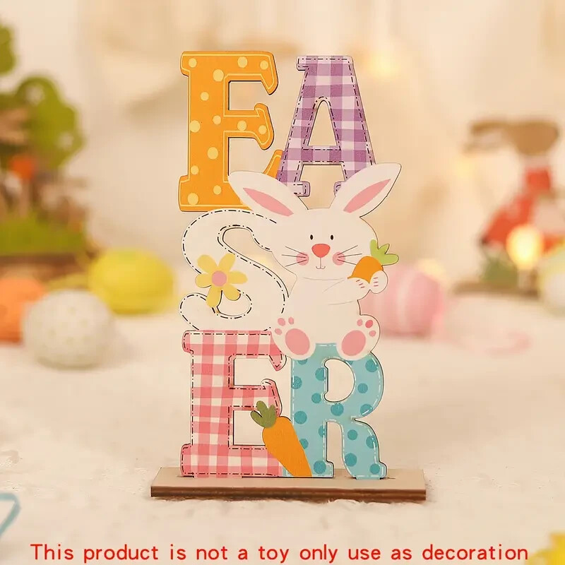 Easter Wooden Table Stand Sign Easter Bunny Tabletop Decor