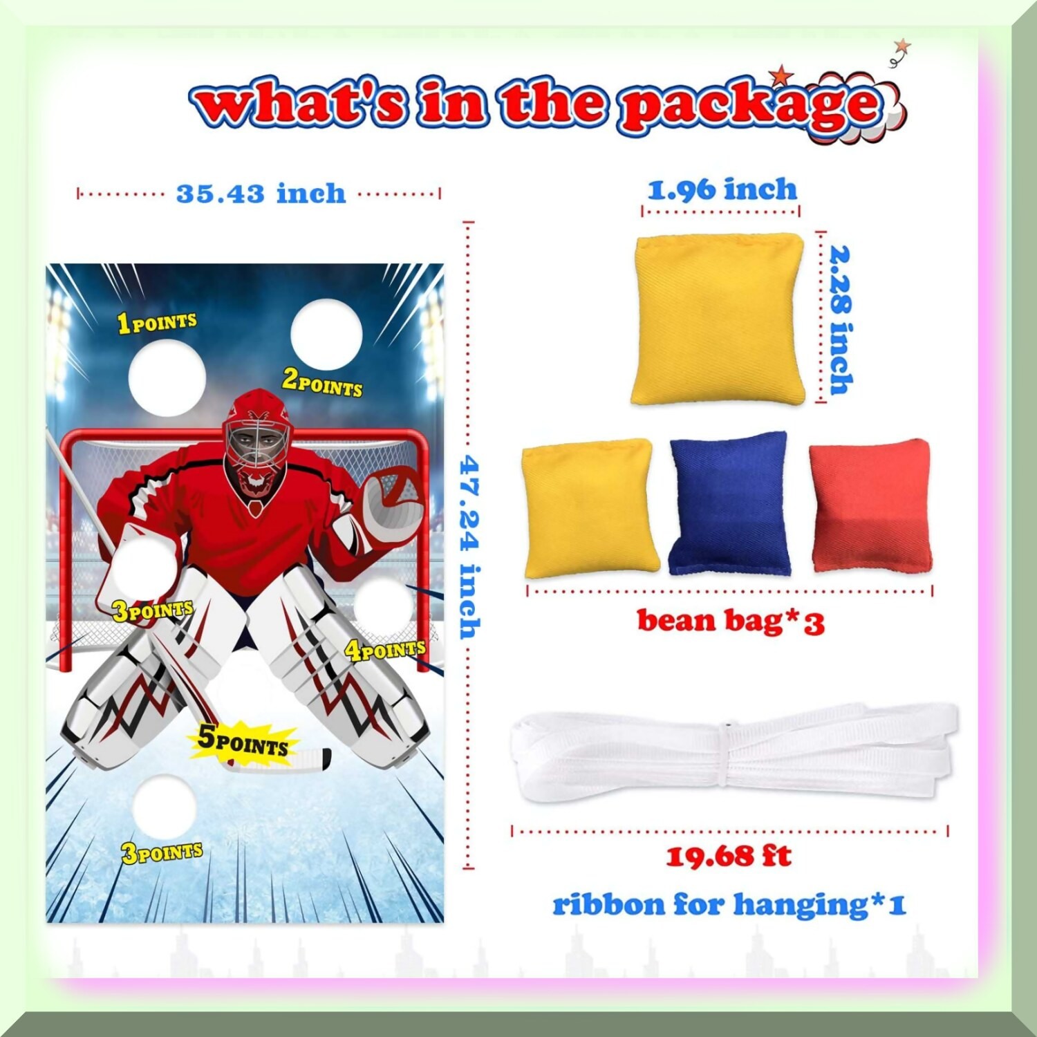 Ice Hockey Toss Game Decorations Banner