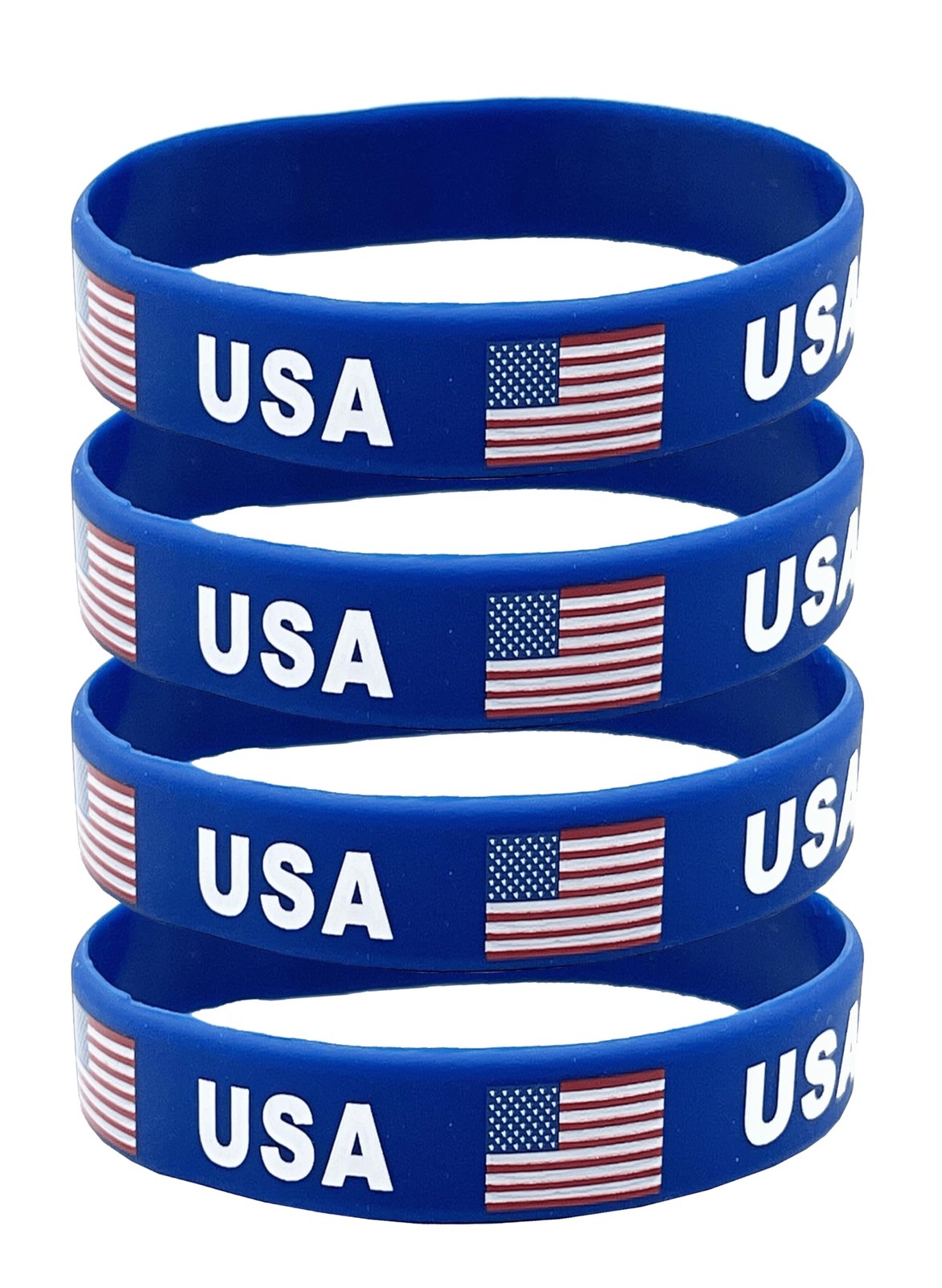 4 Pcs USA American Country Flag Rubber Bracelets, National Flag Silicone Brac…
