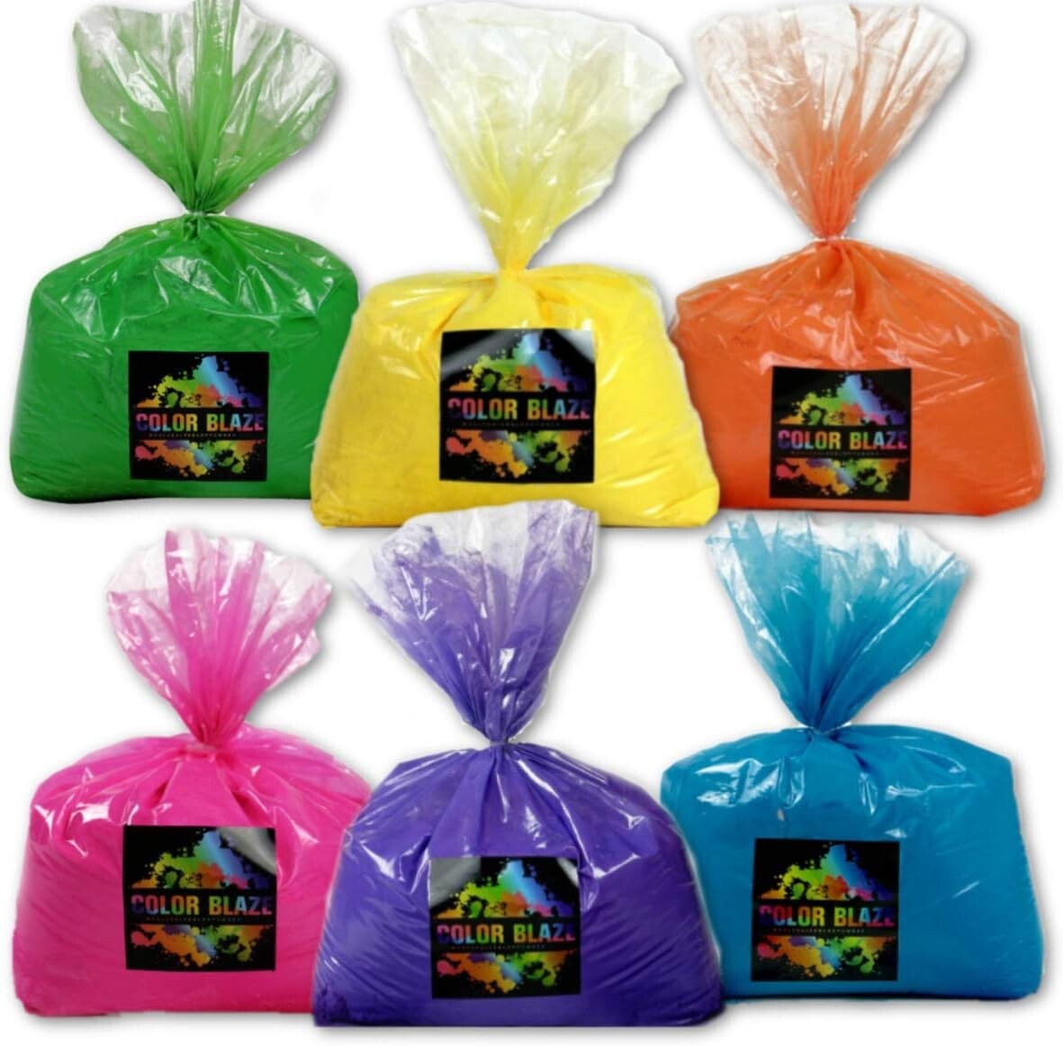 Color Powder 6 Pack – 5lbs/ea. of Pink, Orange, Yellow, Green, Blue, Purple
