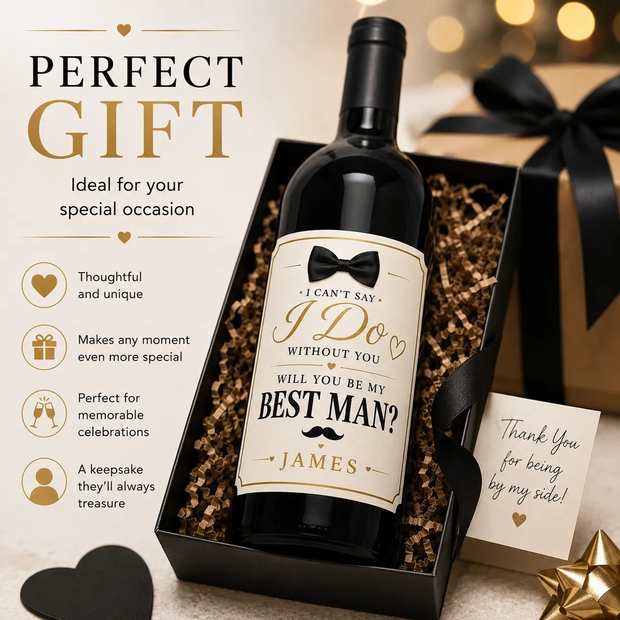 Personalised Best Man Proposal Bottle Label Sticker Wedding Wine Gift Custom