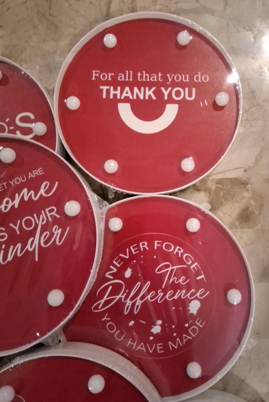 Set of Eight Employee Staff Appreciation Thank You Gifts Light-up Decorations