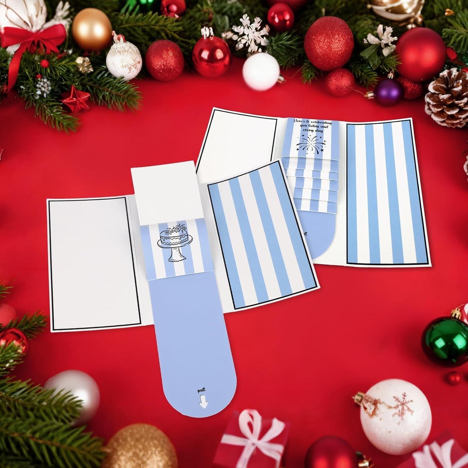 4 Pack Handmade Christmas Gift Card Booklet, Waterfall Gift Card Holder Book