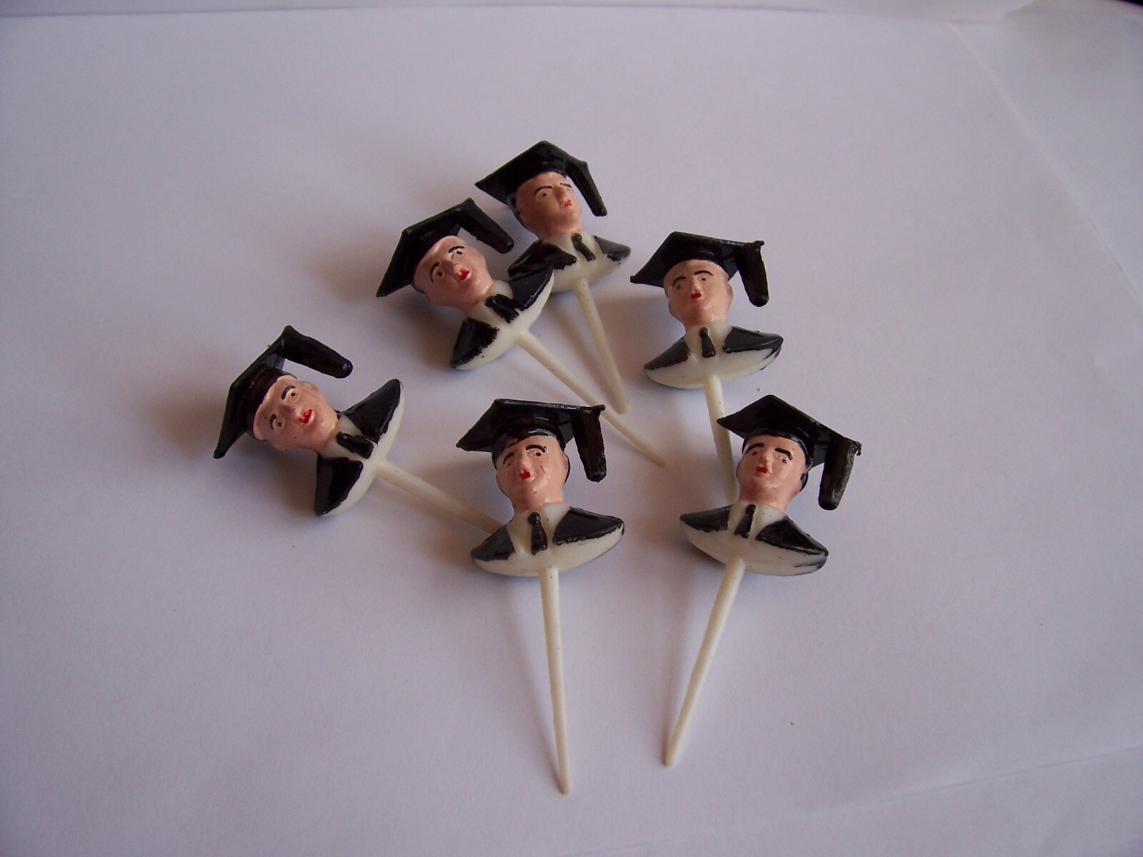 Lot of 24 Vintage Graduation Cupcake Picks Cake Toppers Man Male Robe Boy
