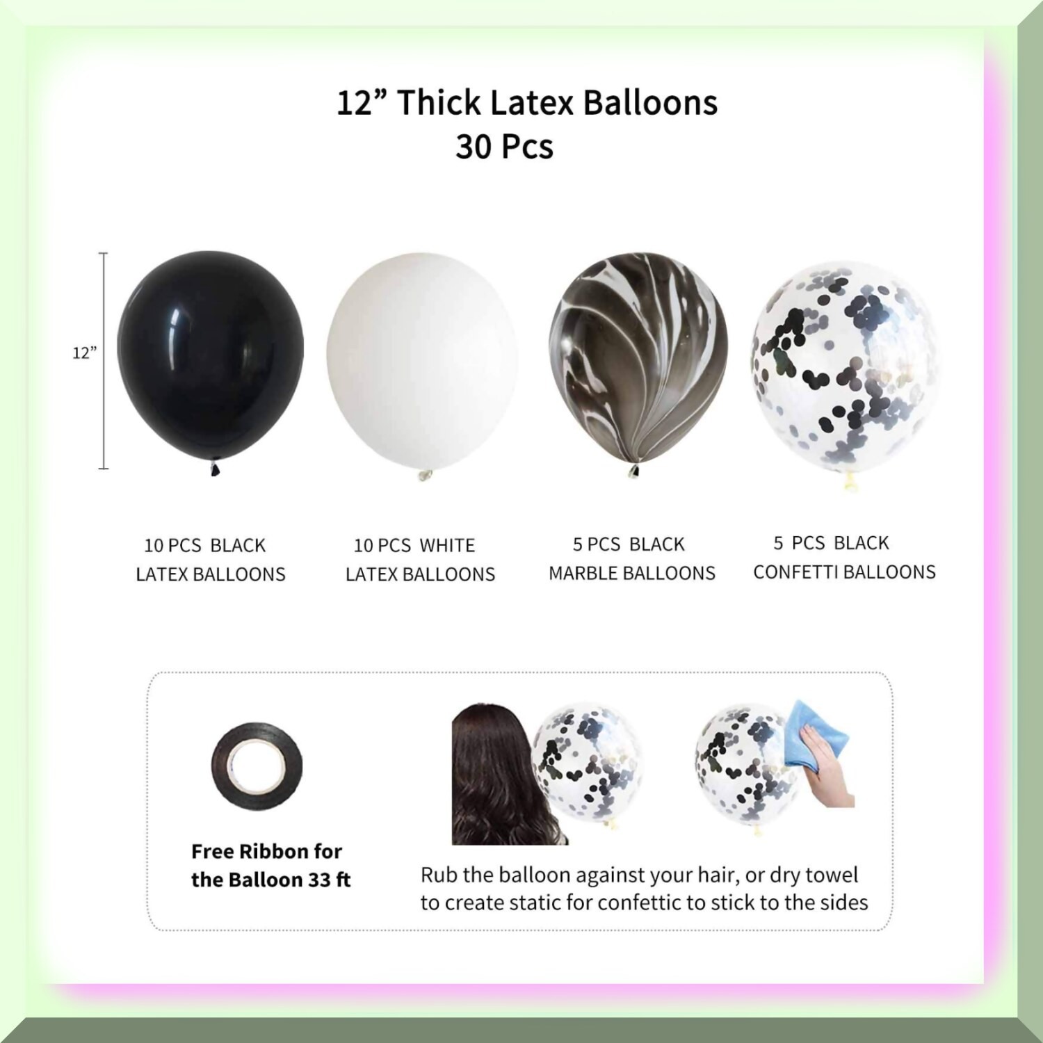 Black and White Birthday Party Decoration Kit