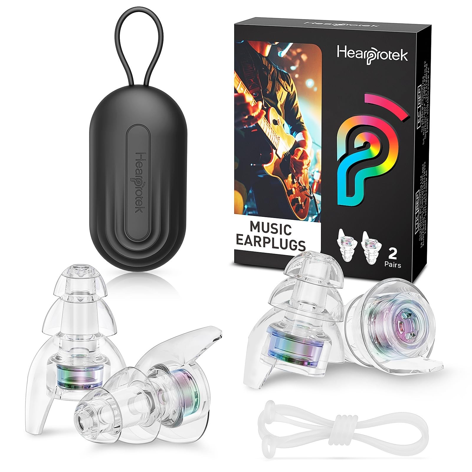Hearprotek Concert Ear Plugs, 2 Pairs Reusable High Fidelity Musician Ear Plu…