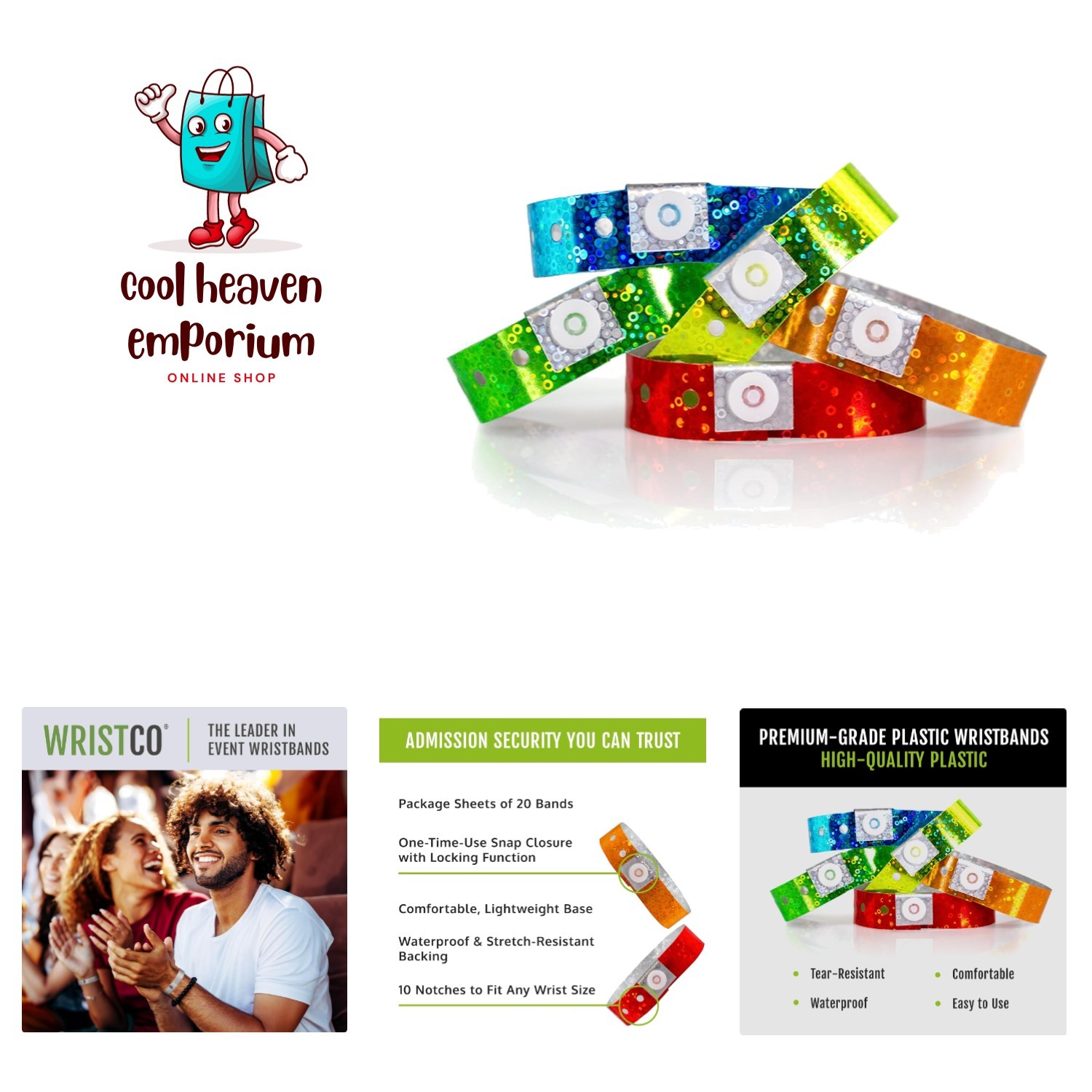 Tamper-Proof 500 Pack Holographic Wristbands – Ideal for Festivals and Events