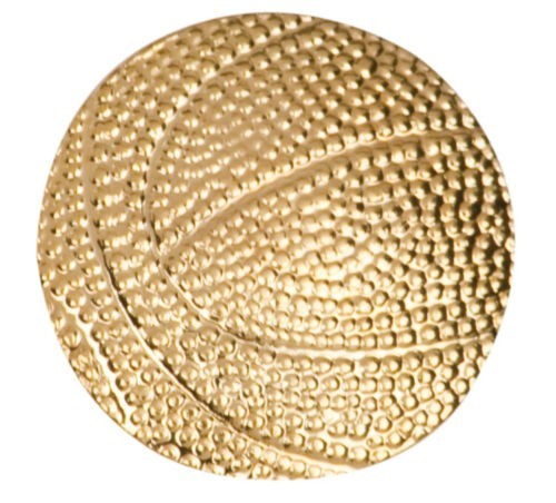 Gold Finish Metal Basketball Pin TIE TACK School Varsity Insignia Chenille