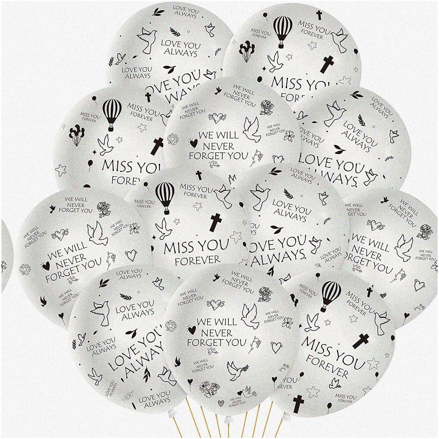 Set of 37 Biodegradable Latex Balloons for Memorial